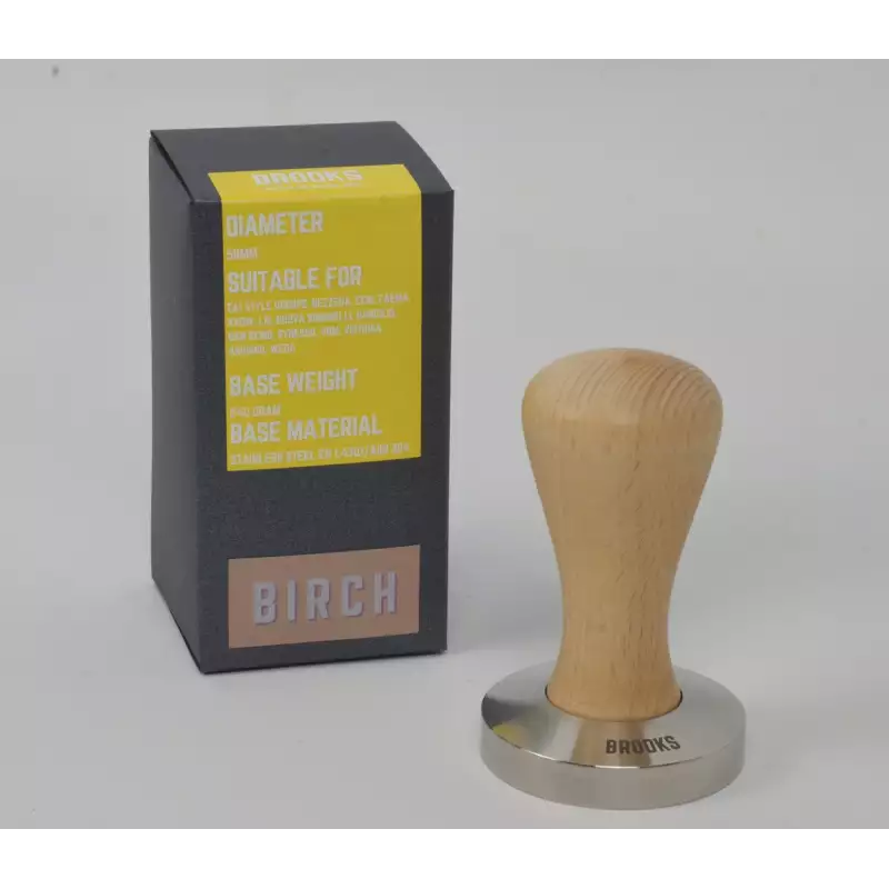 Brooks 58mm rostfreier Tamper Birke